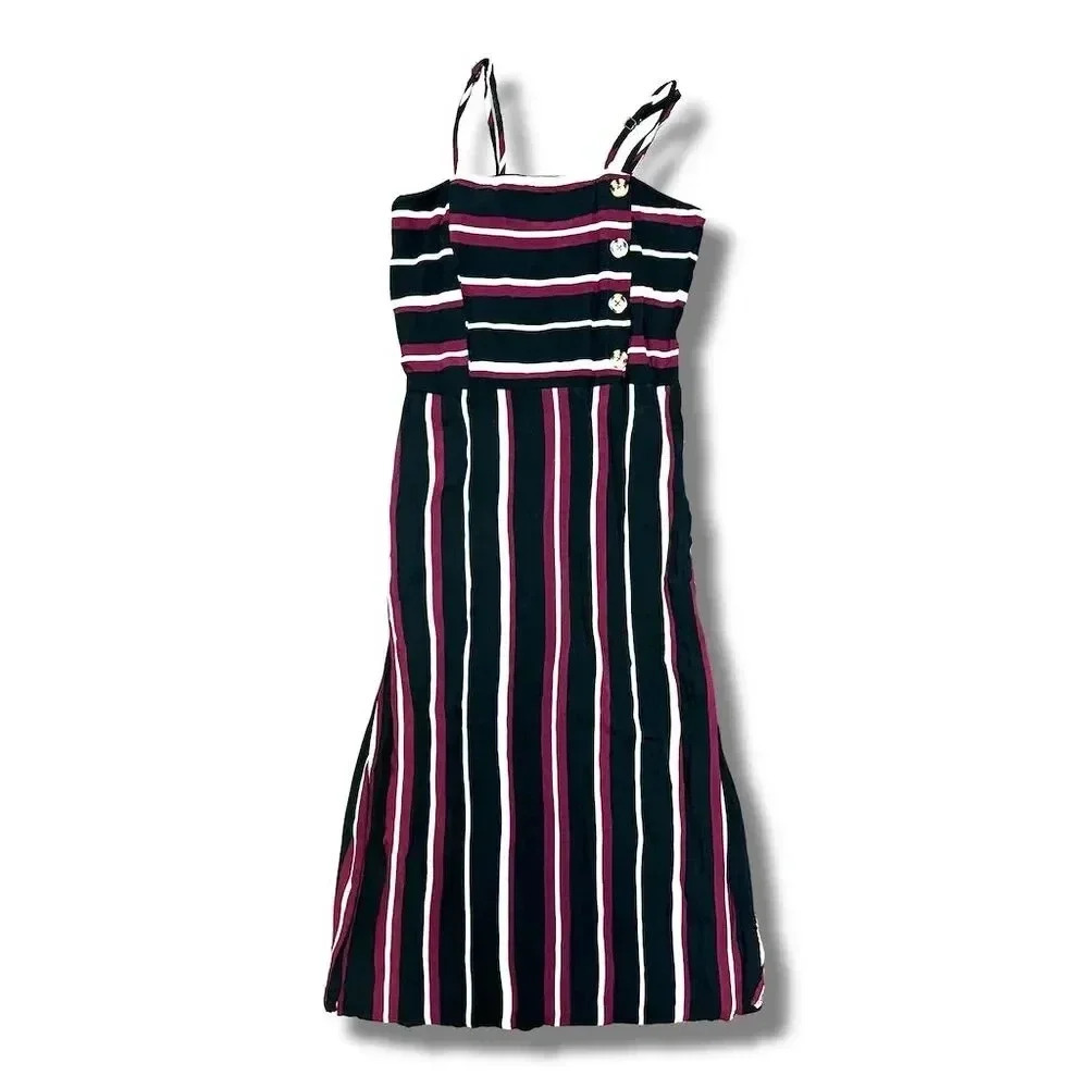 Xhilaration Women's XS Striped Midi Dress Square Neck Sleeveless